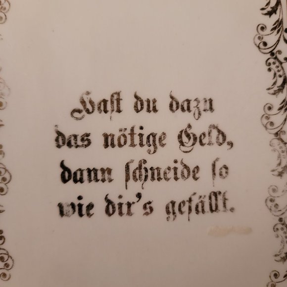 White Porcelain Cheese Charcuterie Board Antique Vintage German Gold Writing - Picture 2 of 3